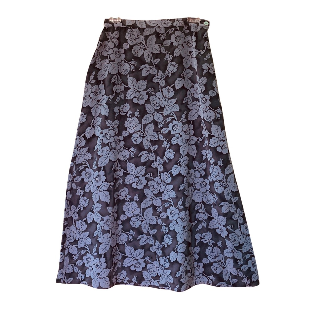 Woolrich Dark Floral Midi Skirt Charcoal Cottagecore Fairy Grunge Boho (Size 6)